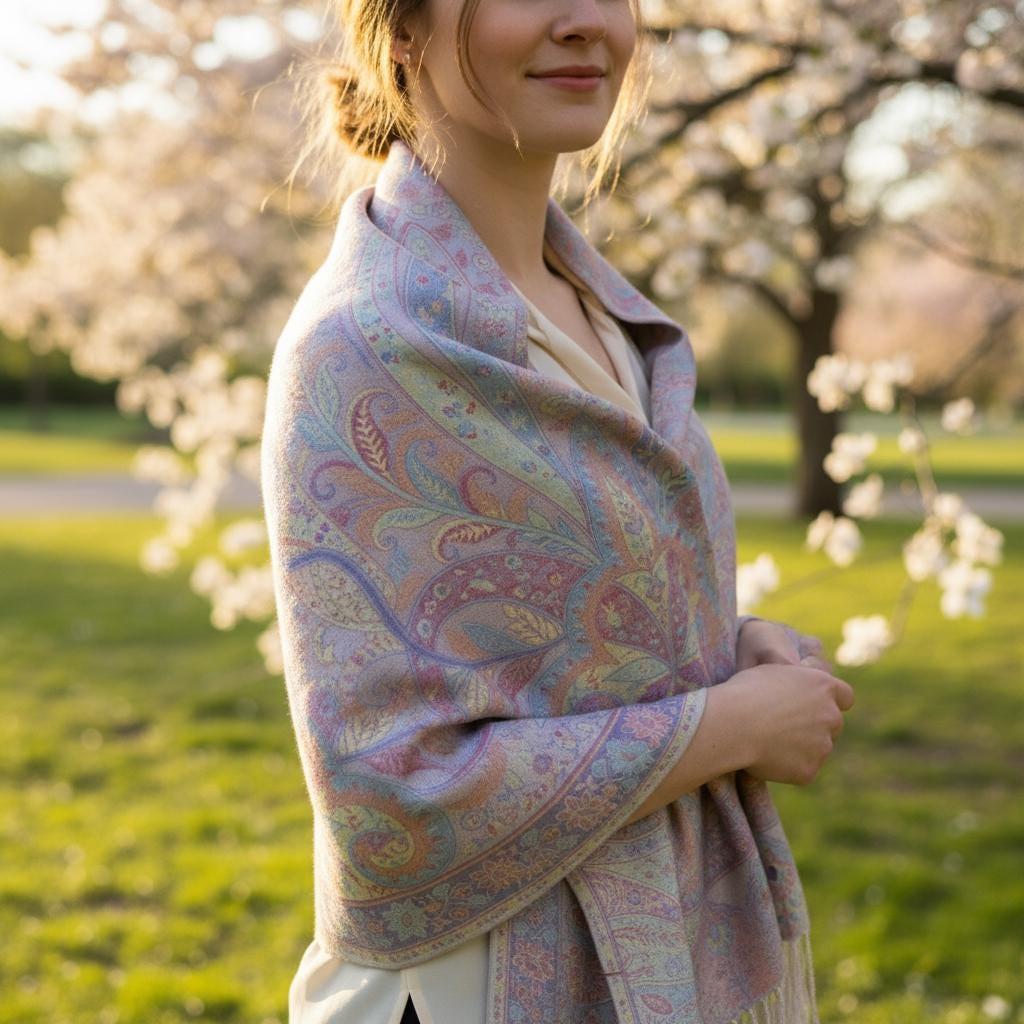 Soft Pashmina Shawl & Scarf for Women, Jacquard Brocade, Shawl, Sarong or Head Wraps