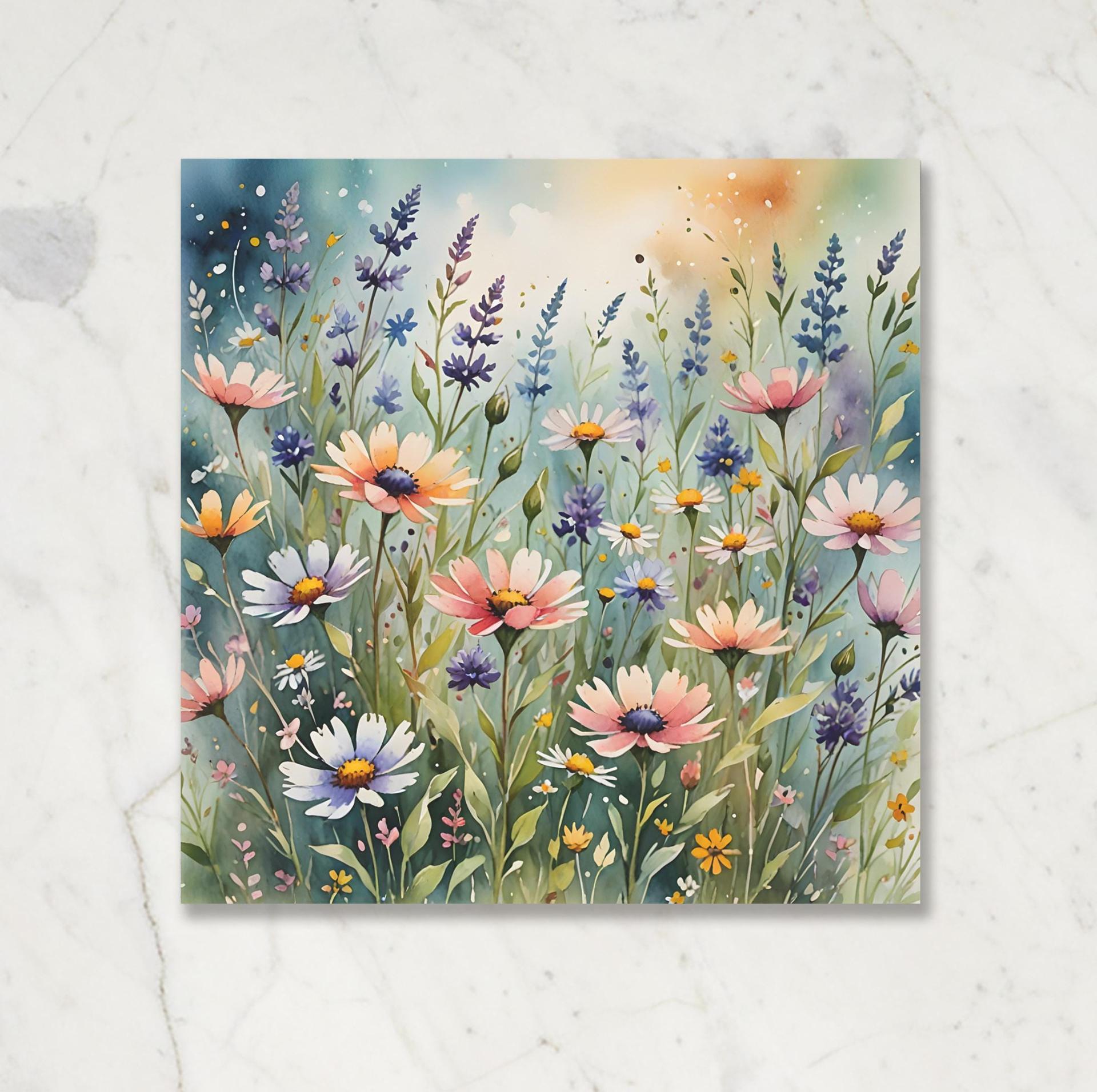 Set of 3 Watercolor Floral Greeting Cards, Blank Inside (5x7 inch)