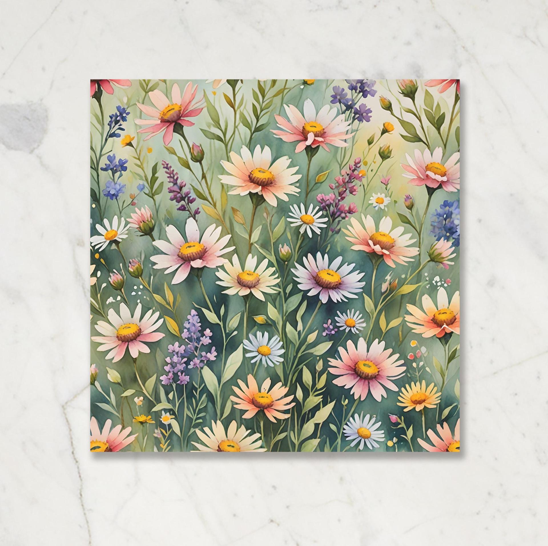 Flowers - Original Art Card - Single Card or Bulk 10 Pack of Gift Cards