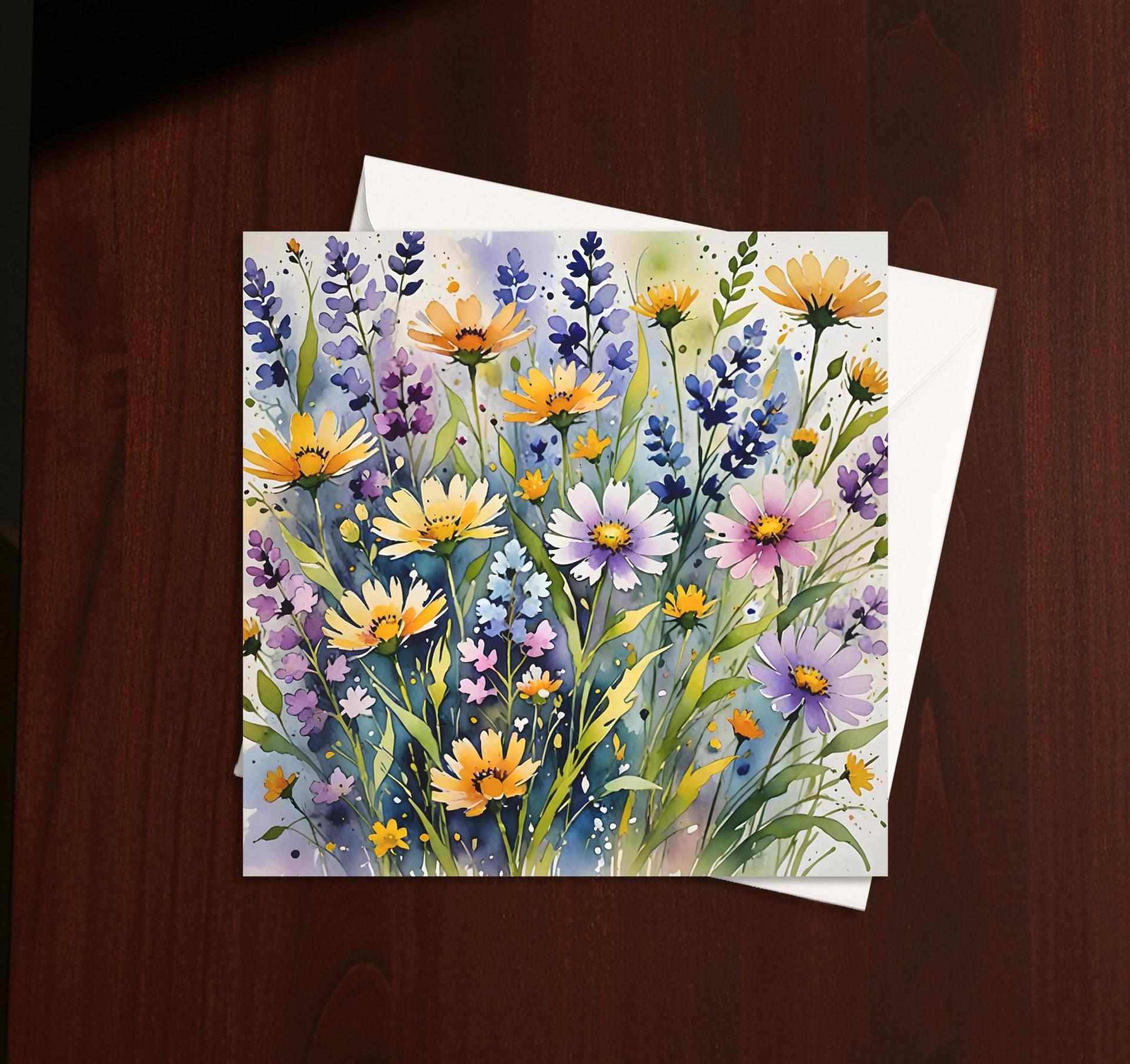 Flowers - Original Art Card - Single Card or Bulk 10 Pack of Gift Cards