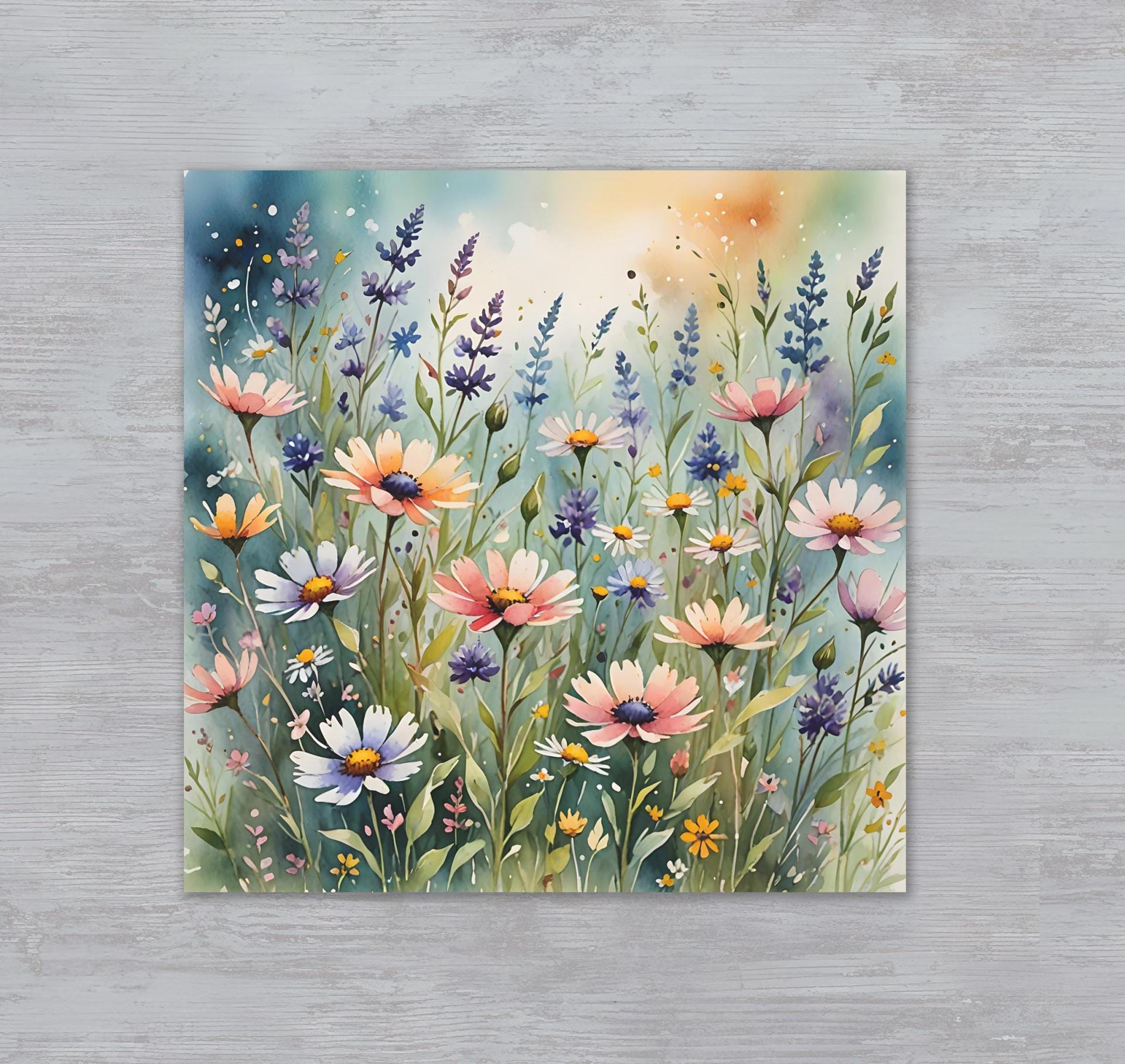 Flowers - Original Art Card - Single Card or Bulk 10 Pack of Gift Cards