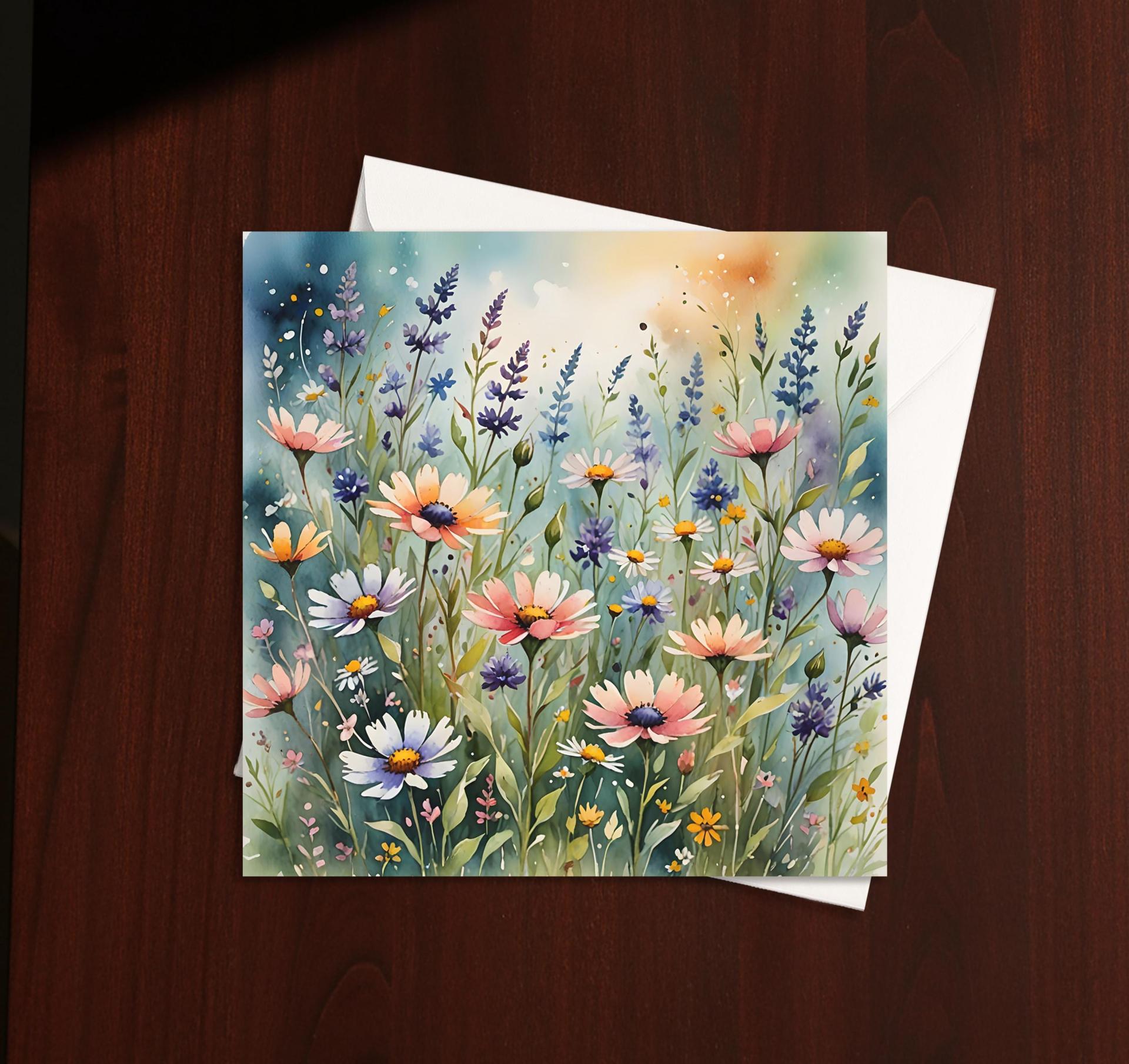 Flowers - Original Art Card - Single Card or Bulk 10 Pack of Gift Cards