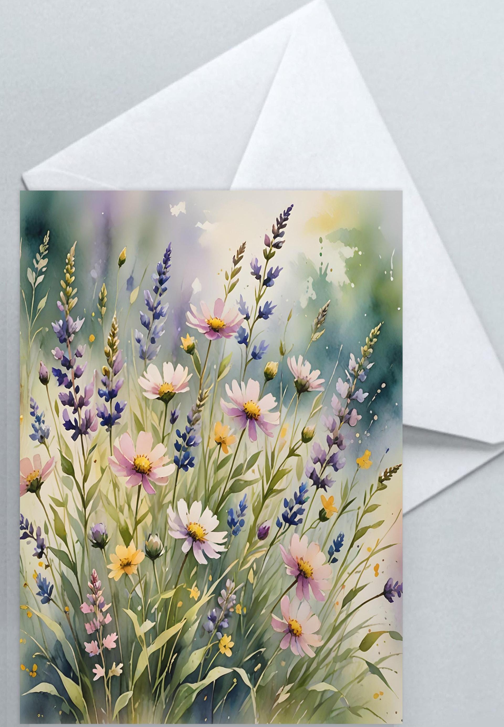 Flowers - Original Art Card - Single Card or Bulk 10 Pack of Gift Cards