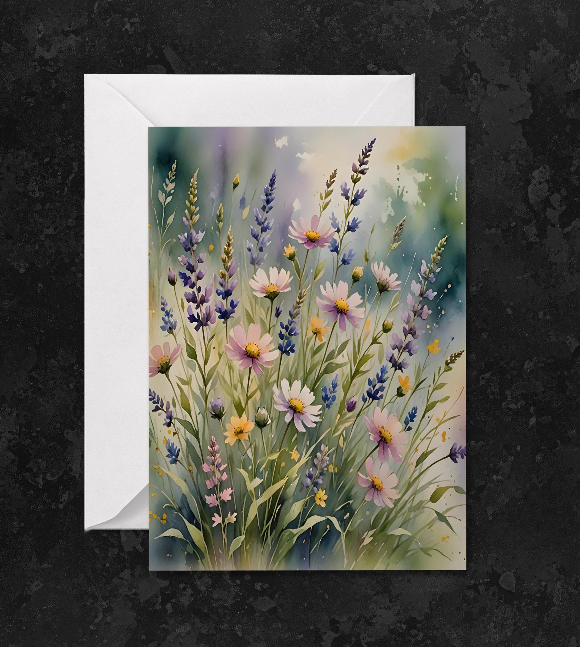 Flowers - Original Art Card - Single Card or Bulk 10 Pack of Gift Cards