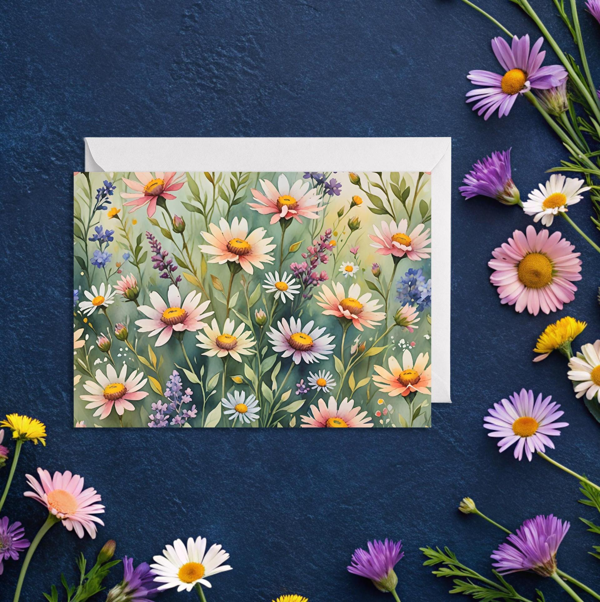 Floral Watercolor Greeting Cards, Set of 3, Blank Inside (5x7 inch)