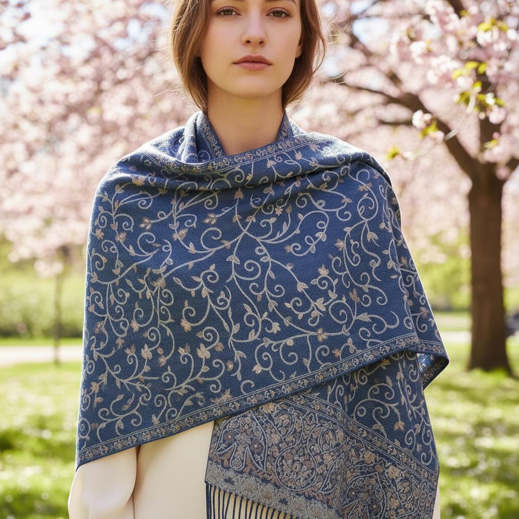 Thick & Soft Pashmina Shawl and Scarf for Women, Jacquard Brocade, Blanket Shawl
