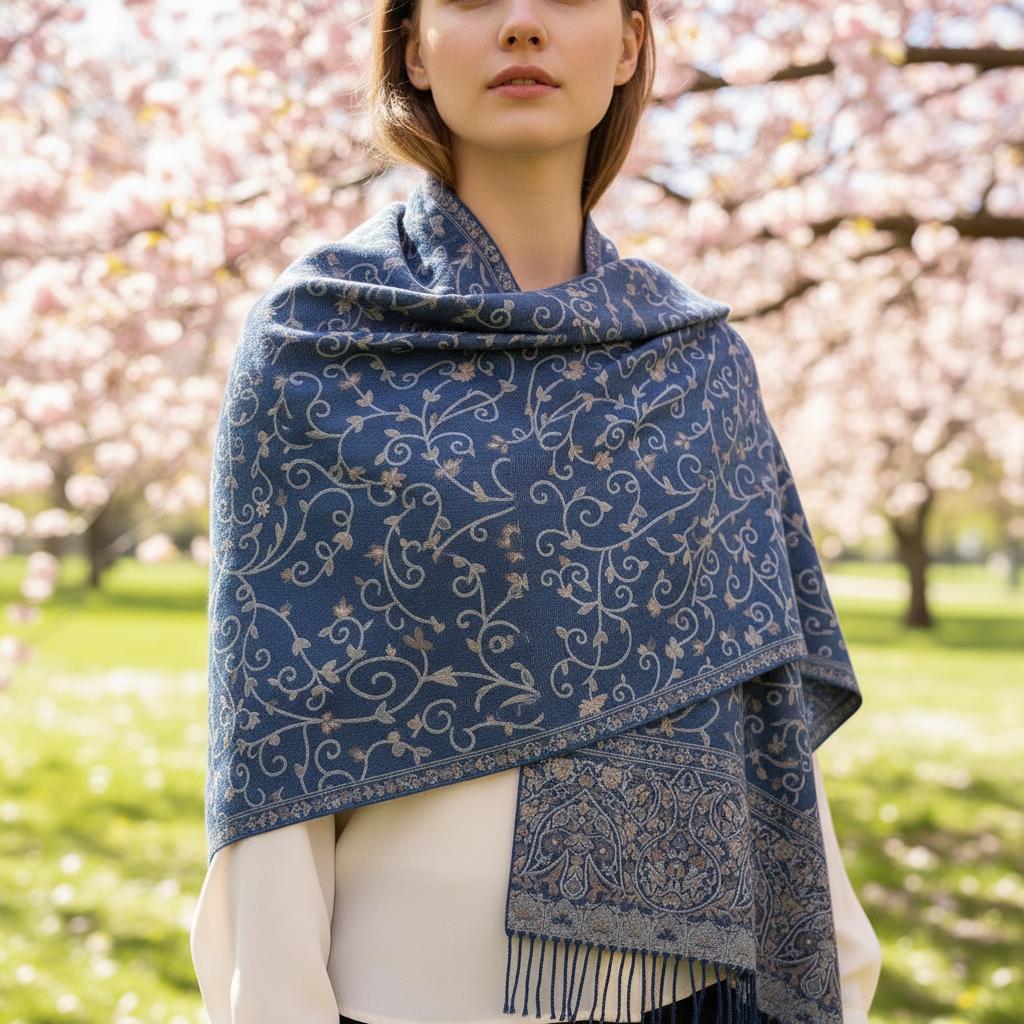 Thick & Soft Pashmina Shawl and Scarf for Women, Jacquard Brocade, Blanket Shawl