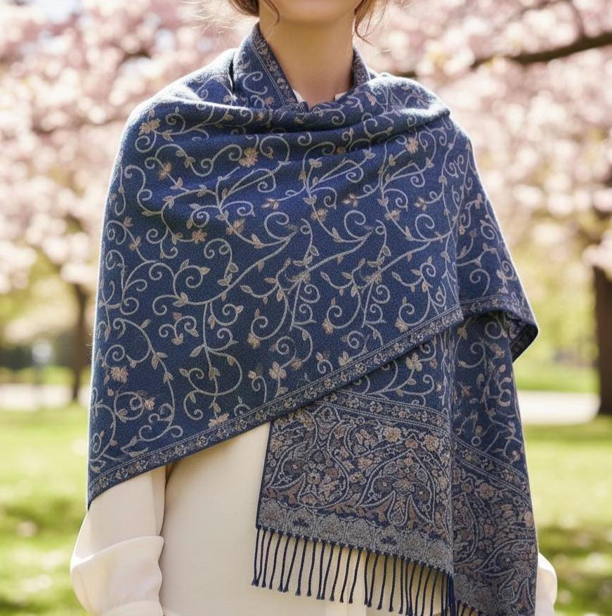 Thick & Soft Pashmina Shawl and Scarf for Women, Jacquard Brocade, Blanket Shawl