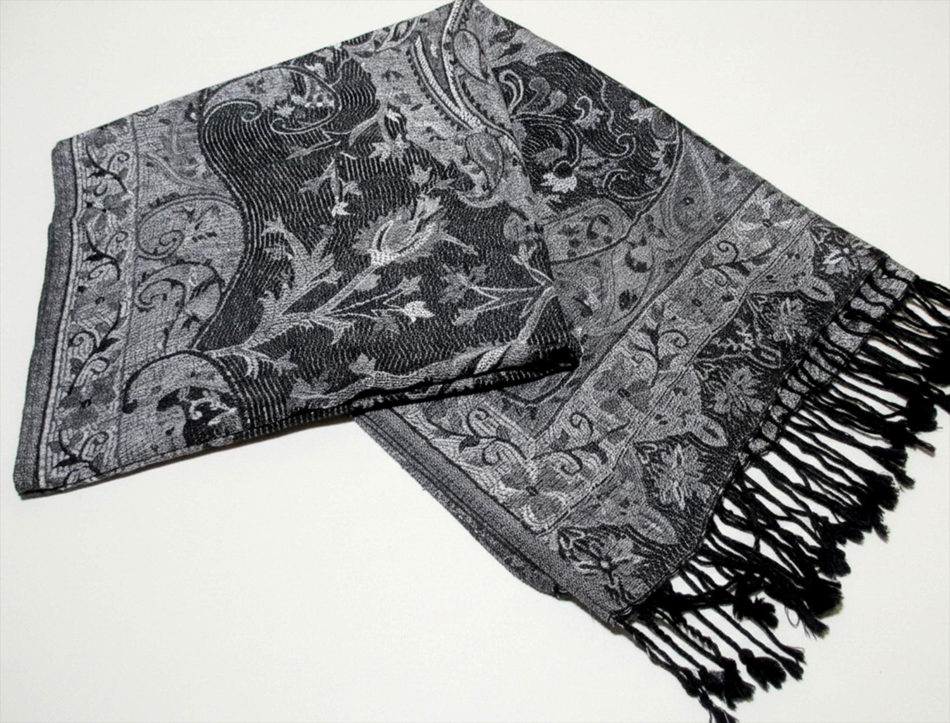 Reversible Soft Pashmina Shawl & Scarf for Women, Jacquard Brocade, Shawl, Sarong or Head Wraps