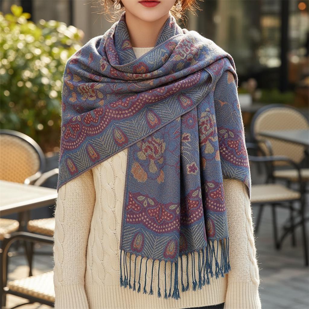 Soft Pashmina Shawl & Scarf for Women, Jacquard Brocade, Shawl, Sarong or Head Wraps