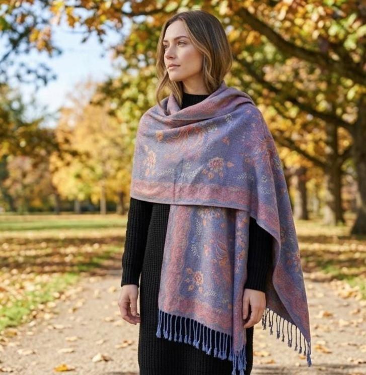 Soft Pashmina Shawl & Scarf for Women, Jacquard Brocade, Shawl, Sarong or Head Wraps