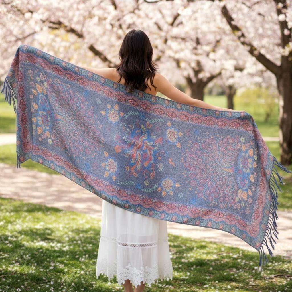 Soft Pashmina Shawl & Scarf for Women, Jacquard Brocade, Shawl, Sarong or Head Wraps