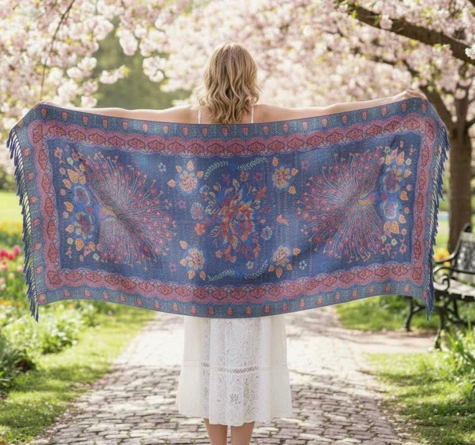 Soft Pashmina Shawl & Scarf for Women, Jacquard Brocade, Shawl, Sarong or Head Wraps