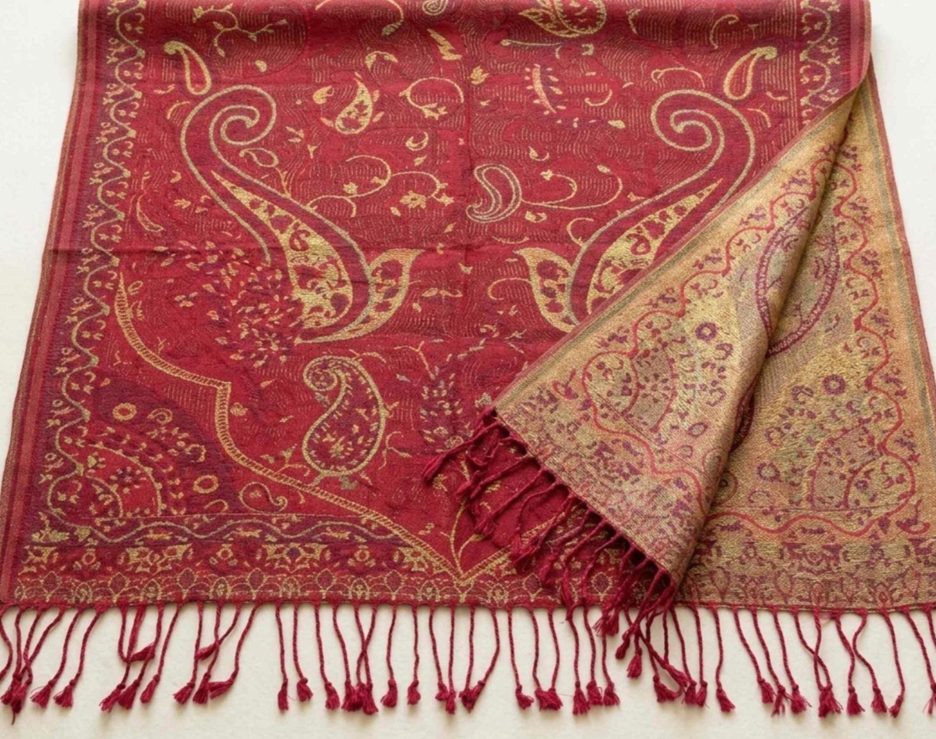 Reversible Soft Pashmina Shawl & Scarf for Women, Jacquard Brocade, Shawl, Sarong or Head Wraps