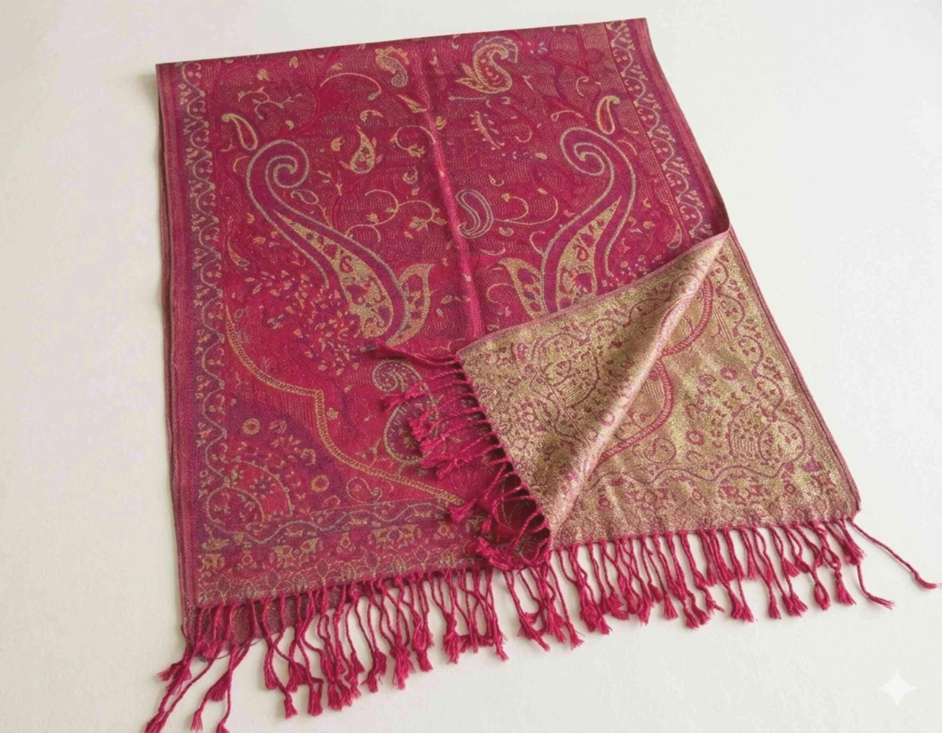 Reversible Soft Pashmina Shawl & Scarf for Women, Jacquard Brocade, Shawl, Sarong or Head Wraps
