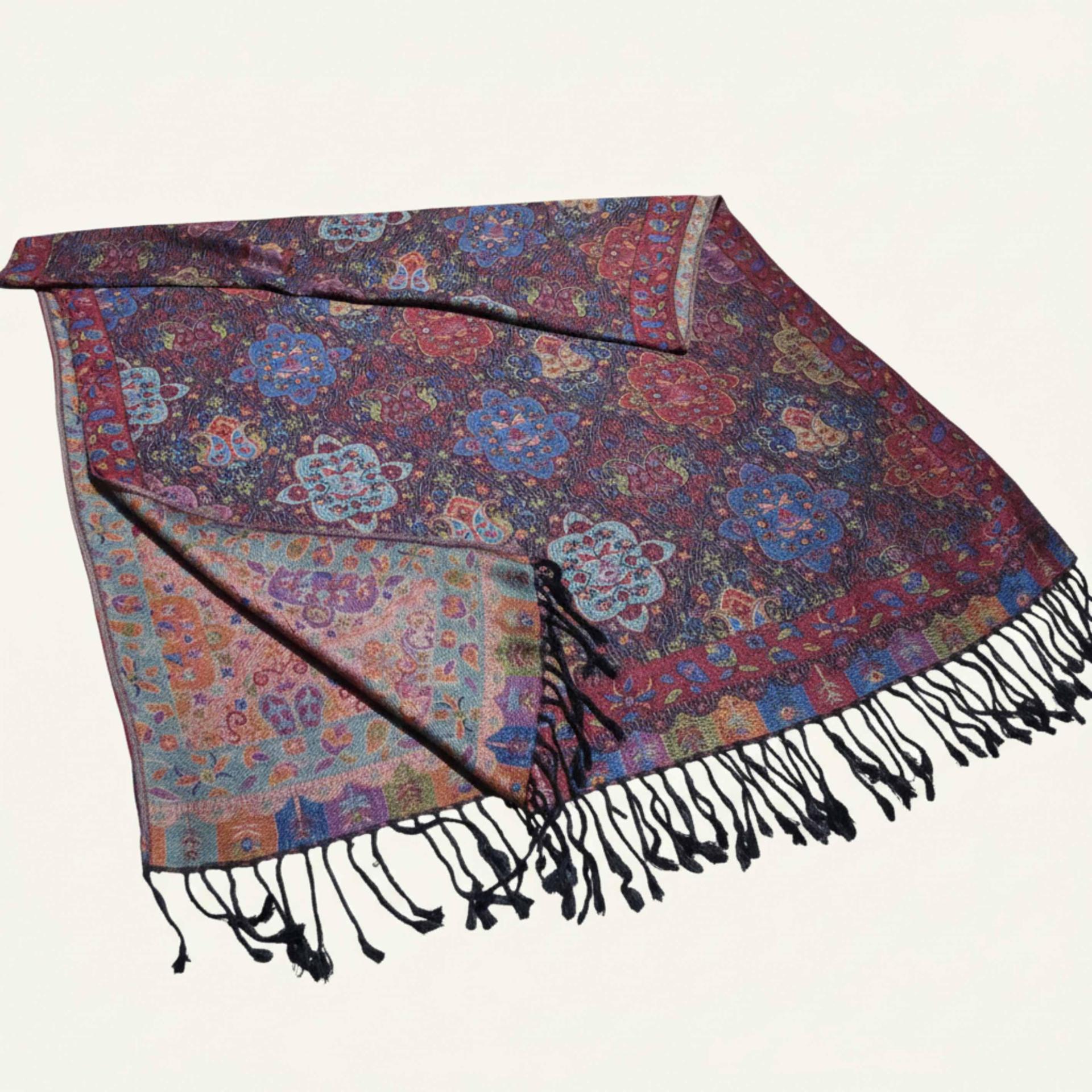 Reversible Soft Pashmina Shawl & Scarf for Women, Jacquard Brocade, Shawl, Sarong or Head Wraps