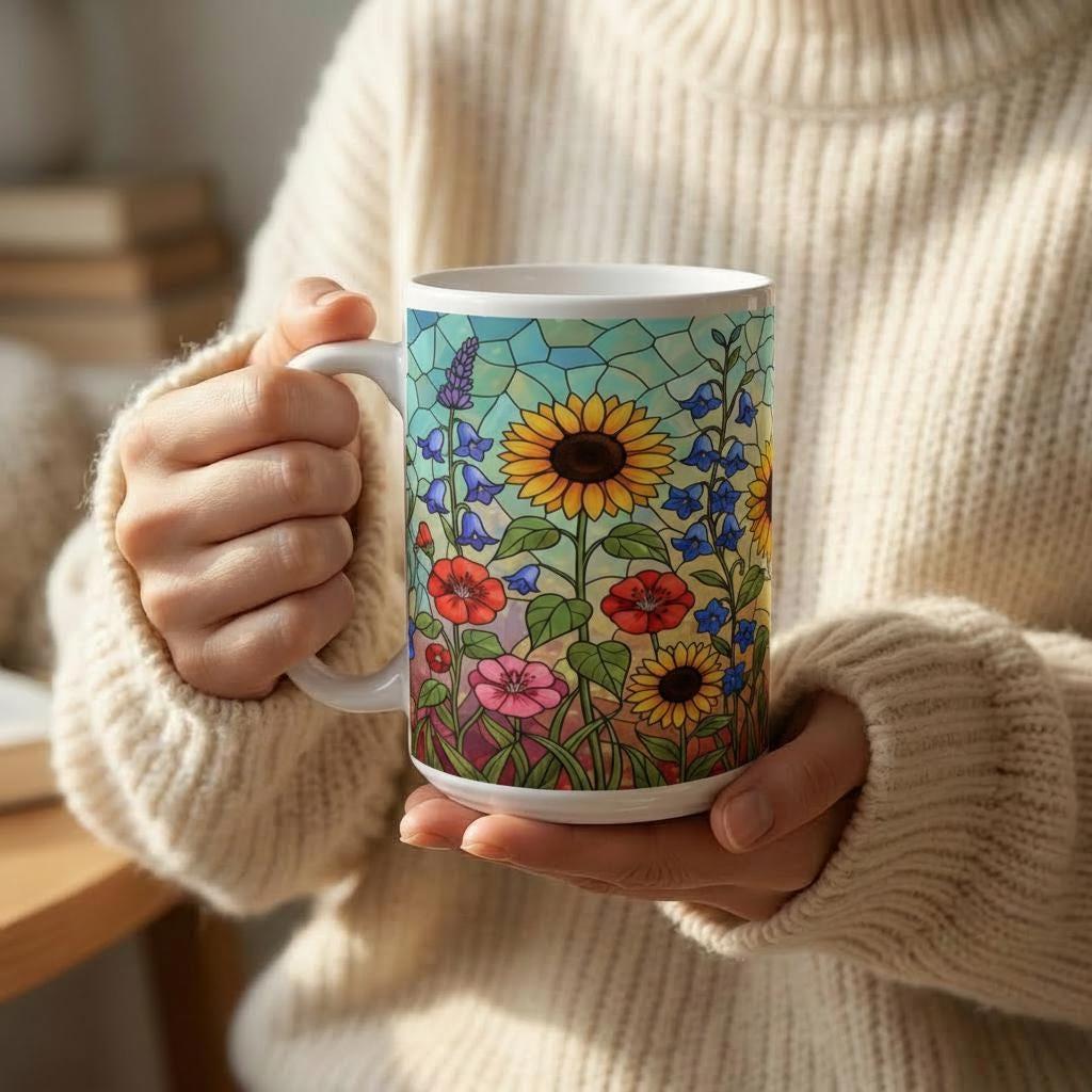 Floral Cups -  Large and Small Ceramic Mugs