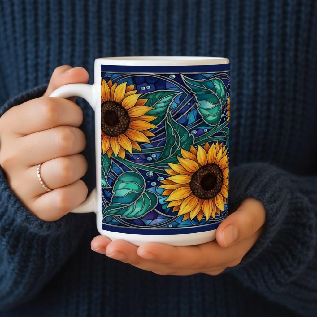 Sunflower Mug - Floral Cups -  Large and Small Ceramic Mugs