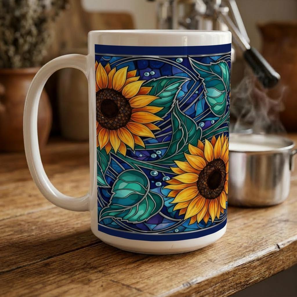 Sunflower Mug - Floral Cups -  Large and Small Ceramic Mugs