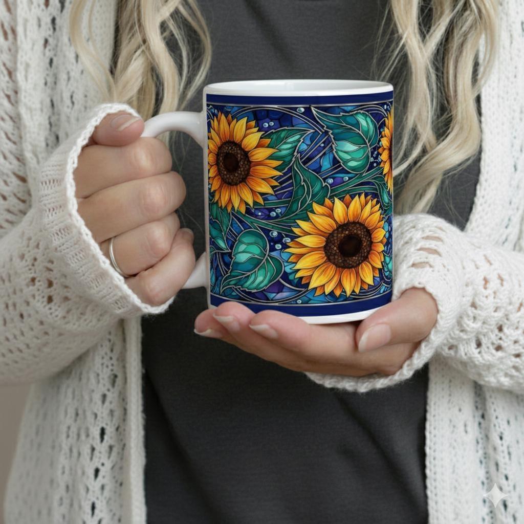 Sunflower Mug - Floral Cups -  Large and Small Ceramic Mugs
