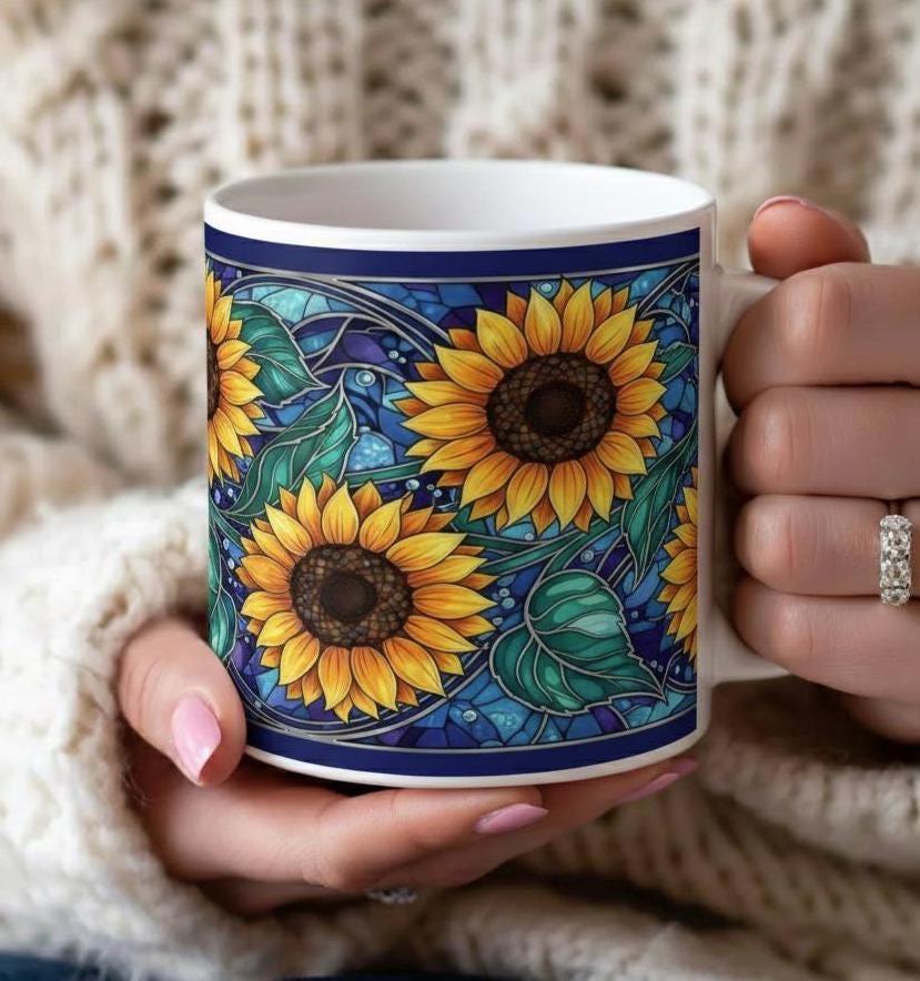 Sunflower Mug - Floral Cups -  Large and Small Ceramic Mugs