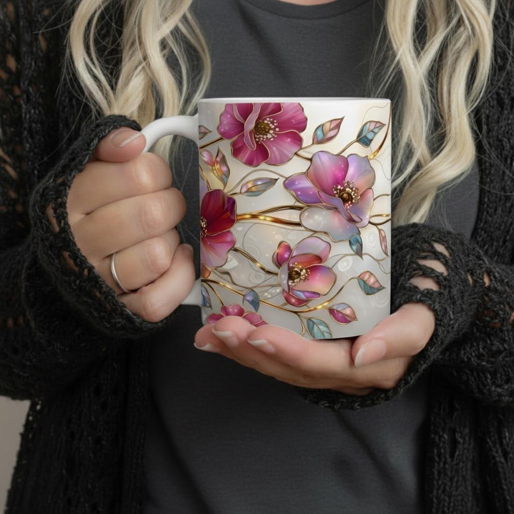 Floral Cups -  Large and Small Ceramic Mugs