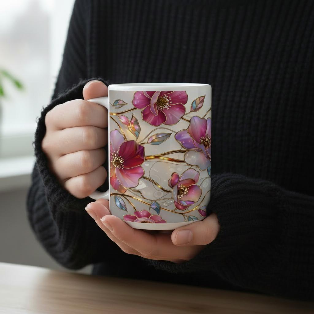 Floral Cups -  Large and Small Ceramic Mugs