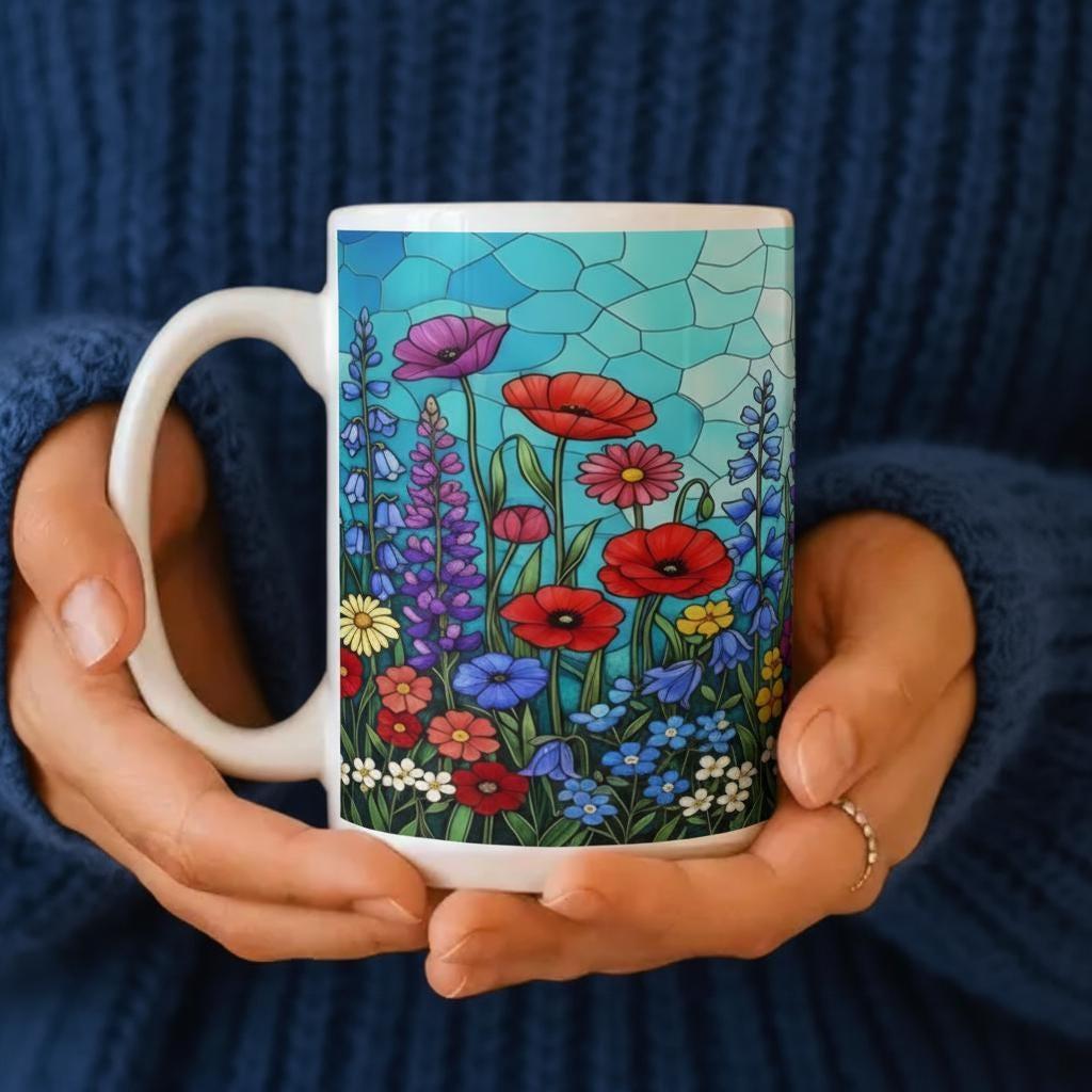 Floral Cups -  Large and Small Ceramic Mugs