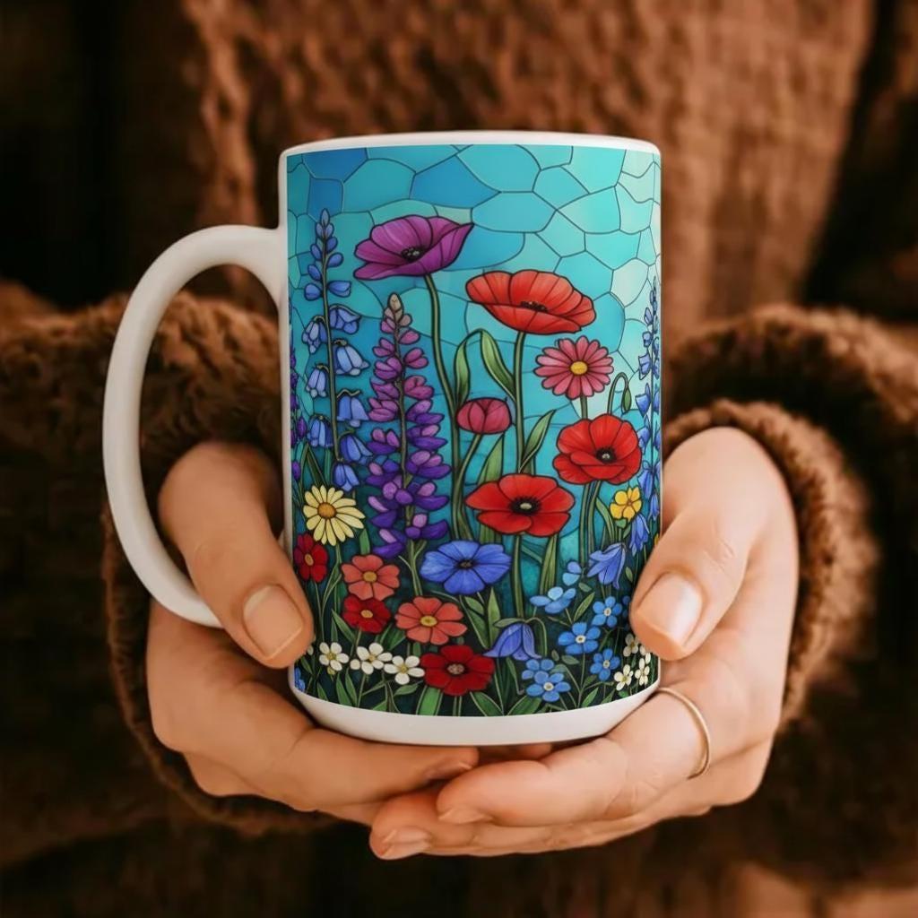 Floral Cups -  Large and Small Ceramic Mugs