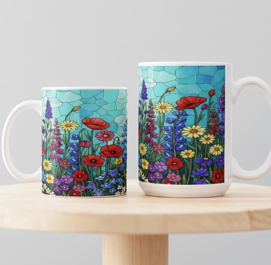 Floral Cups -  Large and Small Ceramic Mugs
