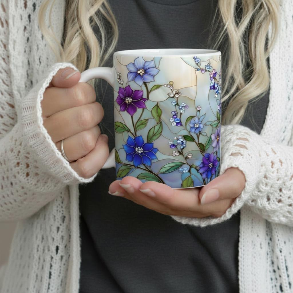 Floral Cups -  Large and Small Ceramic Mugs