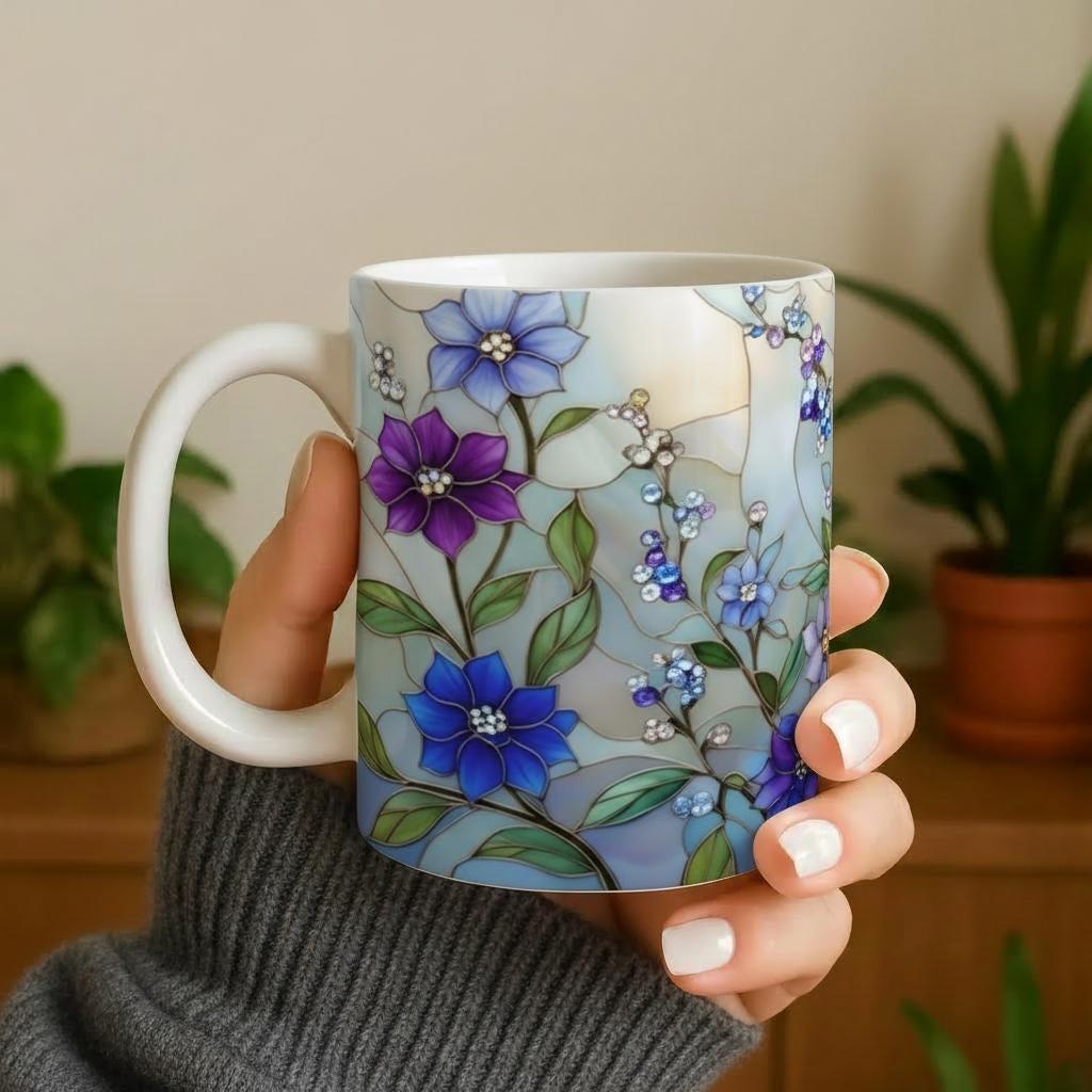 Floral Cups -  Large and Small Ceramic Mugs