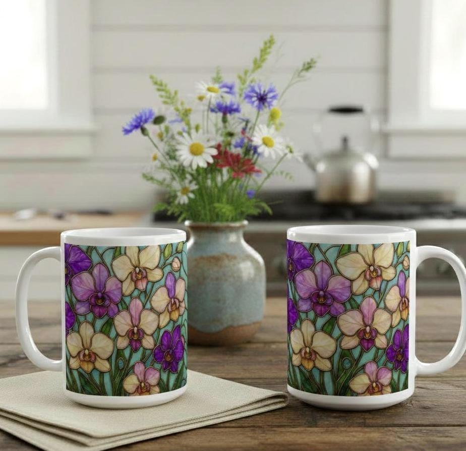 Floral Cups -  Large and Small Ceramic Mugs