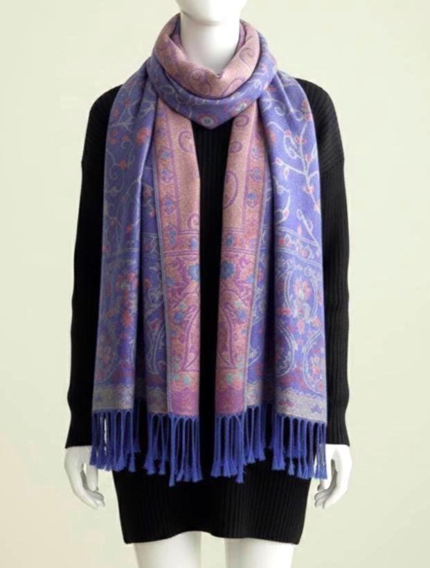 Soft Pashmina Shawl & Scarf for Women, Jacquard Brocade, Shawl, Sarong or Head Wraps