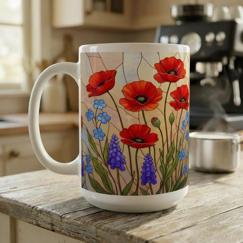 Floral Cups -  Large and Small Ceramic Mugs