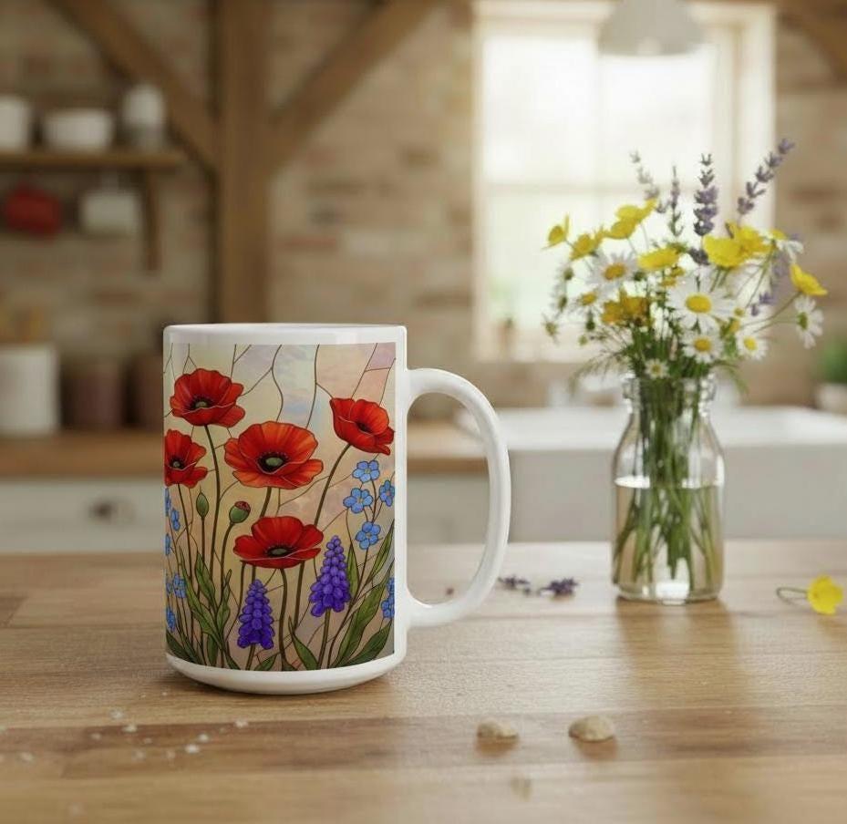 Floral Cups -  Large and Small Ceramic Mugs