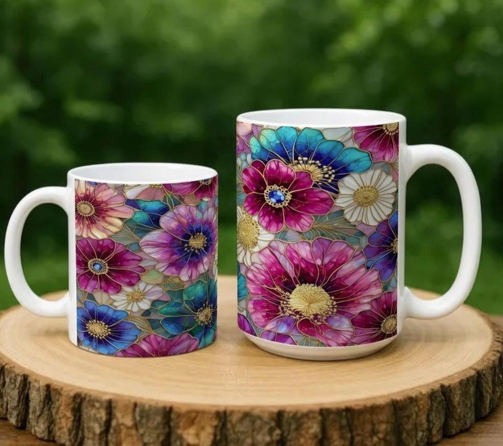 Floral Cups -  Large and Small Ceramic Mugs