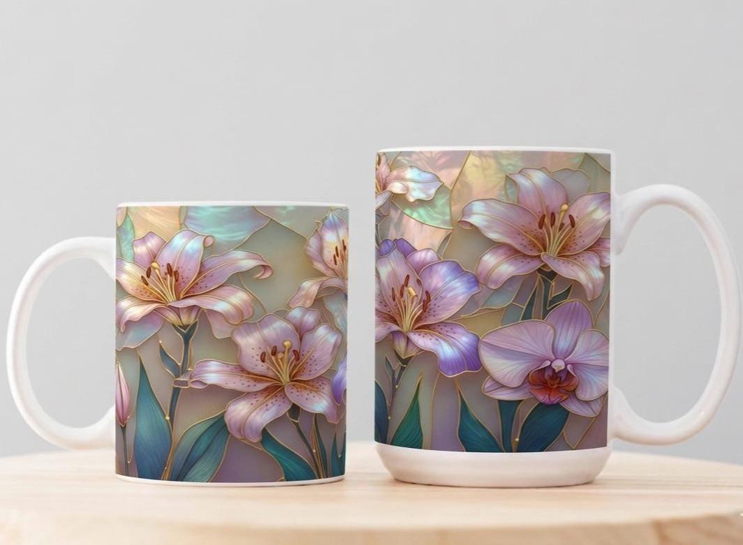 Floral Cups -  Large and Small Ceramic Mugs
