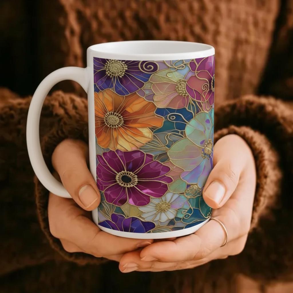 Floral Cups -  Large and Small Ceramic Mugs