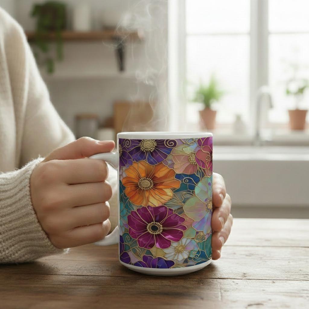 Floral Cups -  Large and Small Ceramic Mugs