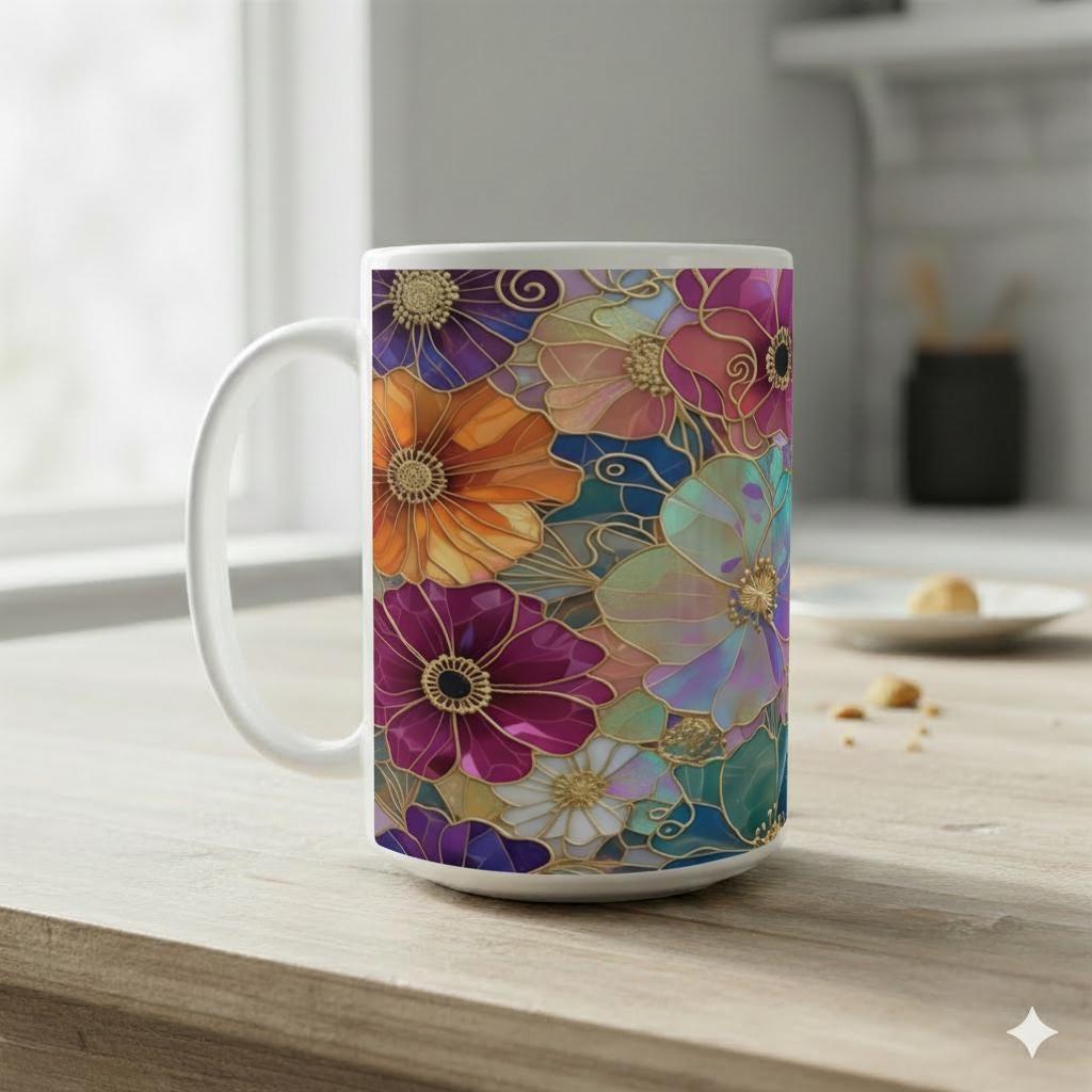 Floral Cups -  Large and Small Ceramic Mugs