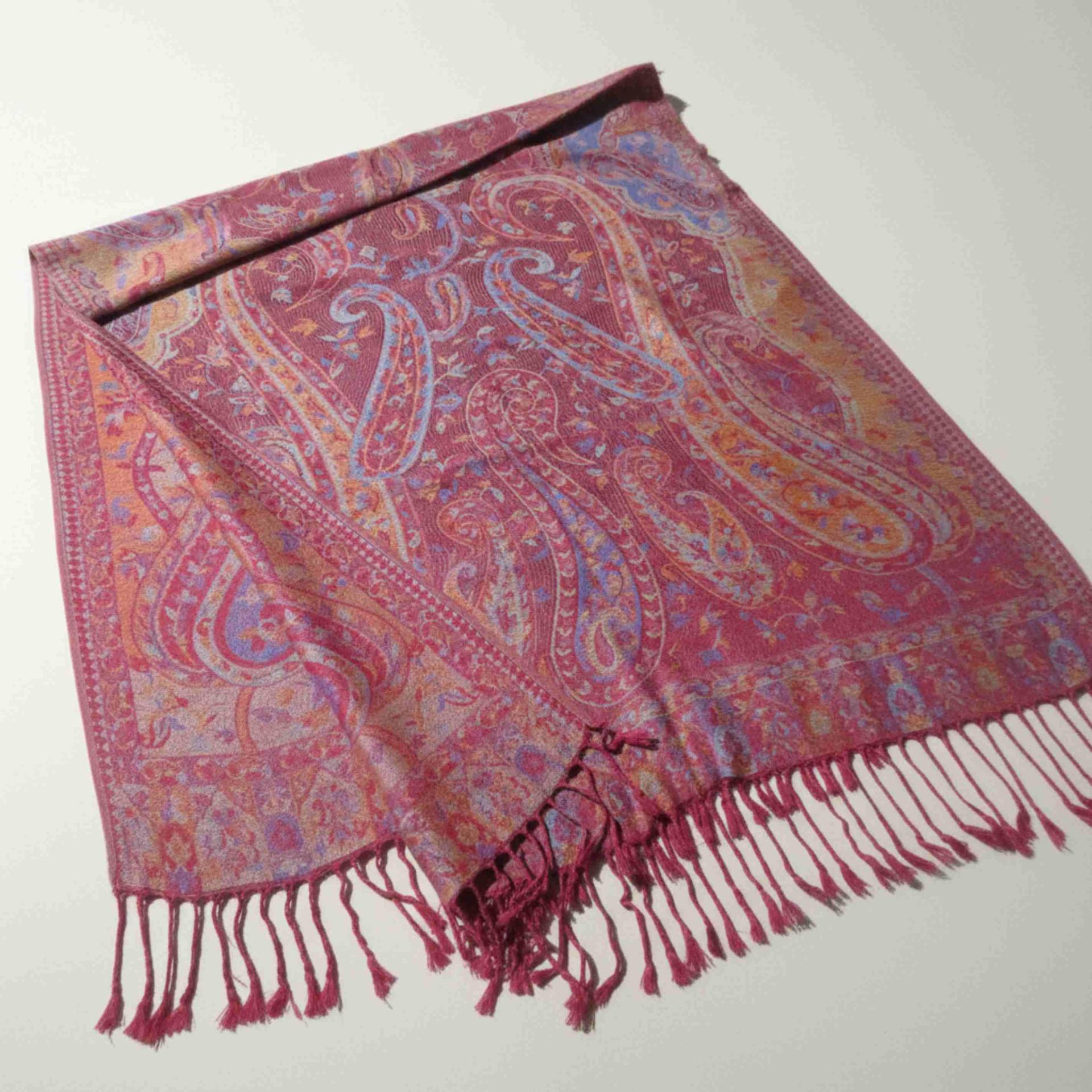 Reversible Soft Pashmina Shawl & Scarf for Women, Jacquard Brocade, Shawl, Sarong or Head Wraps