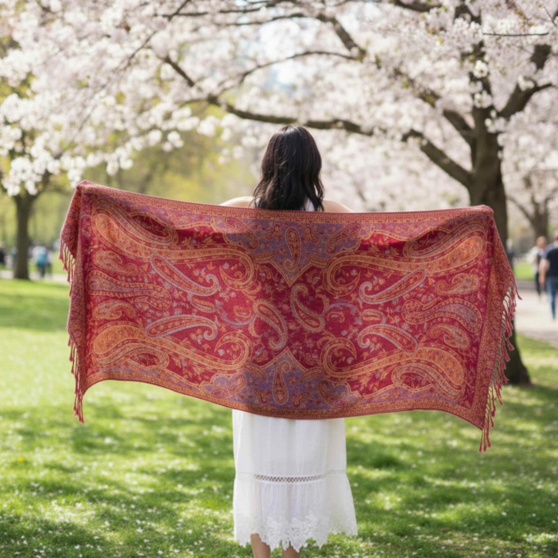 Reversible Soft Pashmina Shawl & Scarf for Women, Jacquard Brocade, Shawl, Sarong or Head Wraps