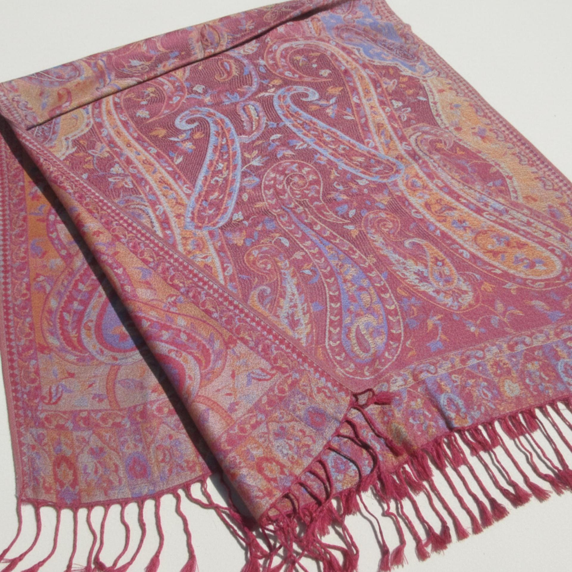 Reversible Soft Pashmina Shawl & Scarf for Women, Jacquard Brocade, Shawl, Sarong or Head Wraps