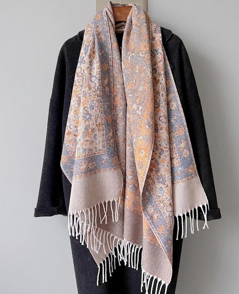 Thick Pashmina Shawl & Scarf for Women, Jacquard Brocade, Blanket Shawl, Wrap