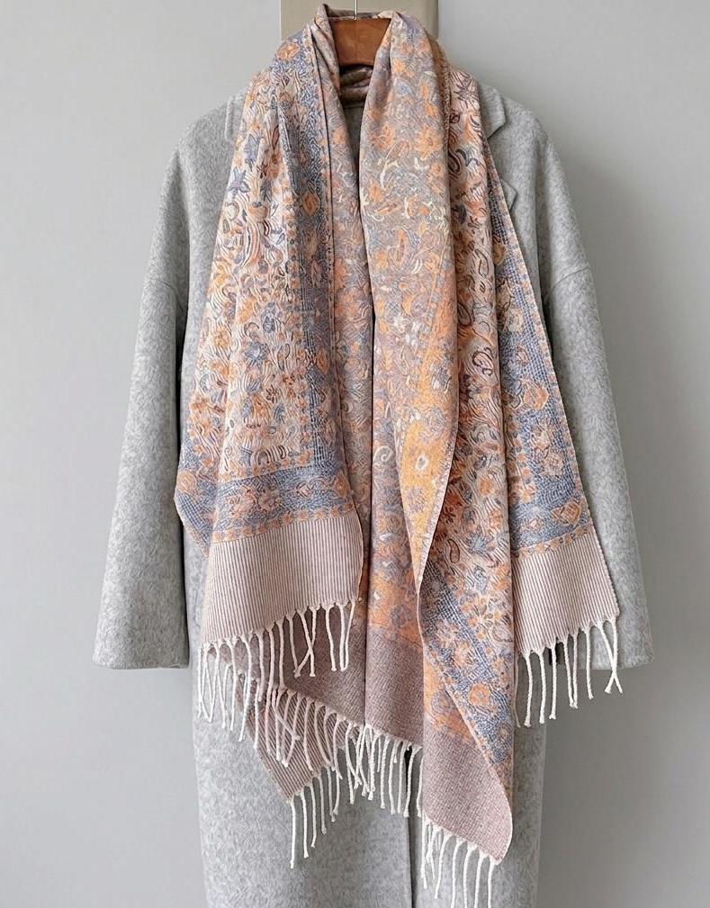 Thick Pashmina Shawl & Scarf for Women, Jacquard Brocade, Blanket Shawl, Wrap