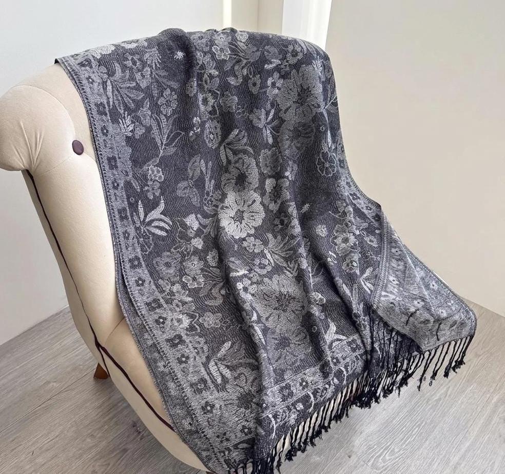 Soft Pashmina Shawl & Scarf for Women, Jacquard Brocade, Blanket Scarf, Head Wraps