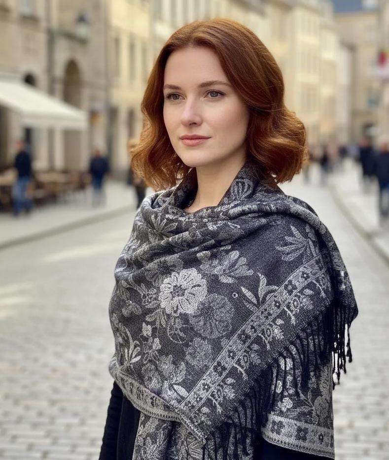 Soft Pashmina Shawl & Scarf for Women, Jacquard Brocade, Blanket Scarf, Head Wraps