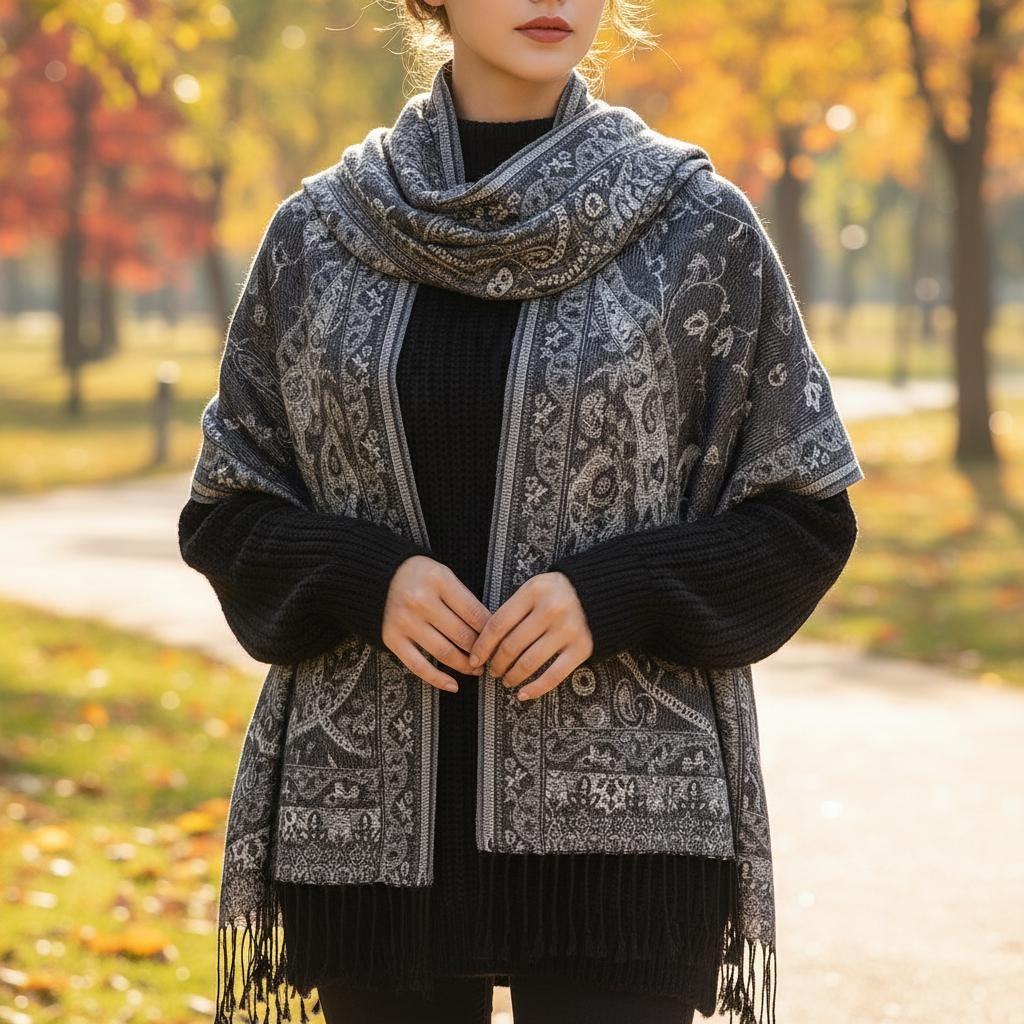 Soft Pashmina Shawl & Scarf for Women, Jacquard Brocade, Blanket Scarf, Head Wraps
