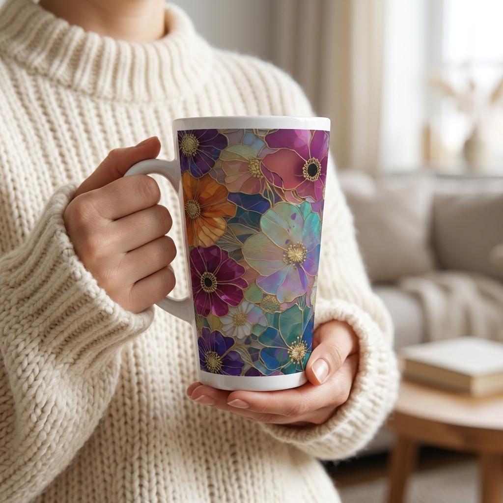 Latte 17oz Ceramic Mug - Coffee or Tea Cup, Extra Tall